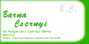 barna csernyi business card